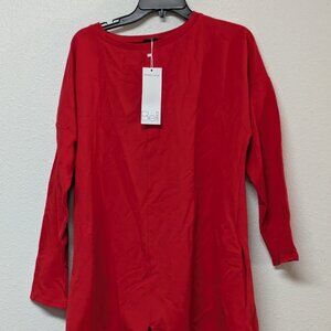 BE WEAR Red Long Sleeves Split-Hem A-line Mini Dress - 2XL/3XL